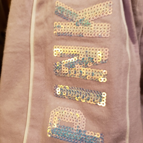 VS PINK Lavender Bling-Sleeve Campus Tee - Picture 3 of 5